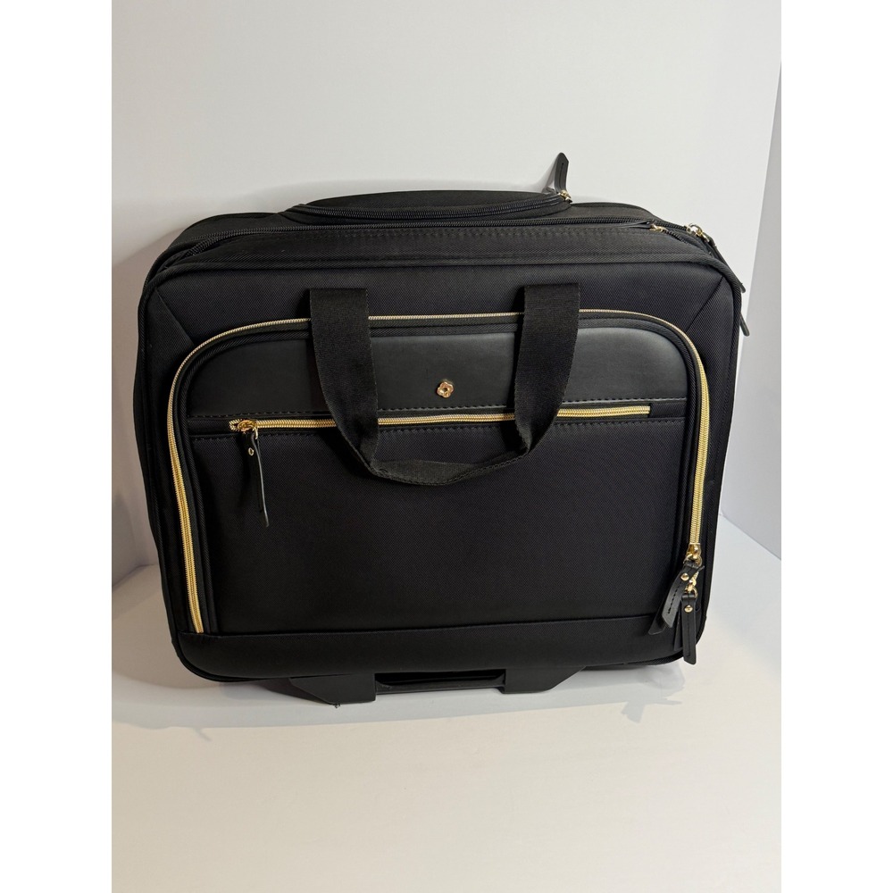 Samsonite Mobile Solution Spinner Mobile Office Rolling Laptop Bag Black Gold